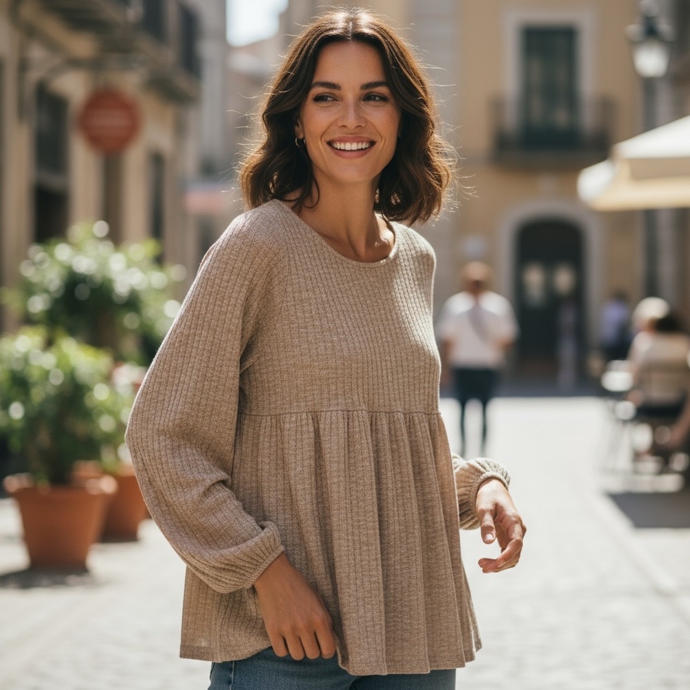 NWT! New Direction baby doll knit sweater top sz L